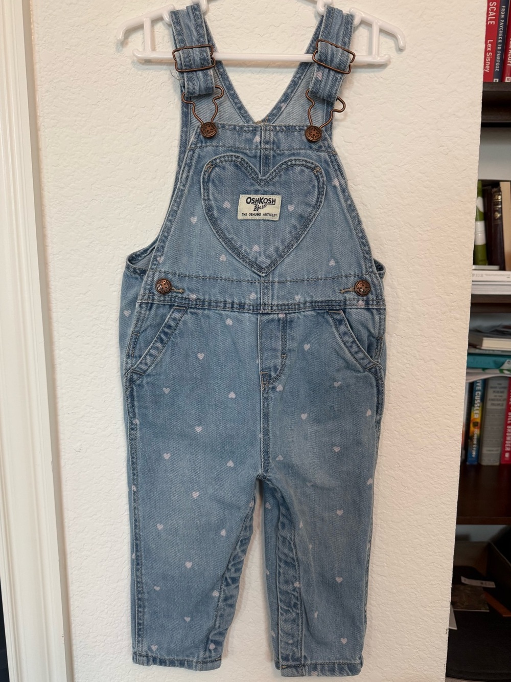 OshKosh B'gosh Light Blue Heart Denim Overalls